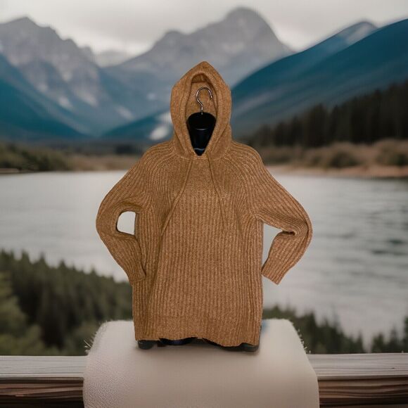 Aerie Women’s Sweater XS Wool Blend Hooded Dark‎ Yellow Hipster Drawstrings - Picture 1 of 7